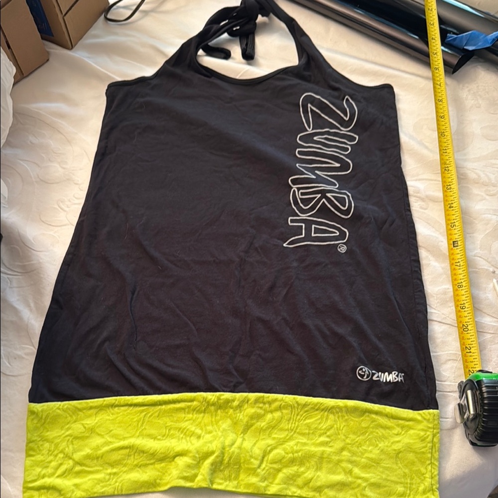 Zumba Fitness Black Tank with Neon Yellow Hem